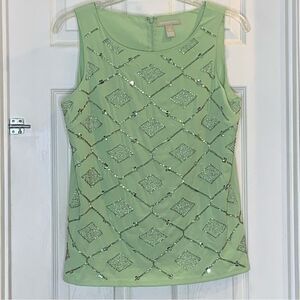 Banana Republic Factory Light Green Beaded Top Sleeveless Size 14